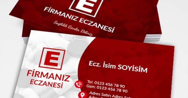 Kırmızı ve beyaz kurumsal eczane kartviziti