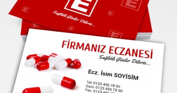 İlaç kapsülü temalı eczane kartviziti