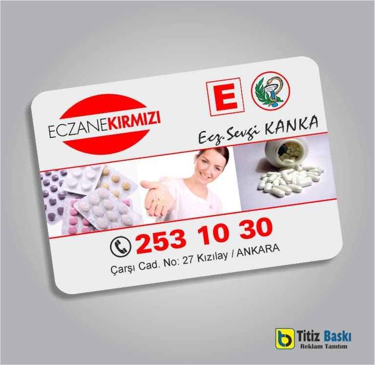 Kırmızı beyaz eczane reklam magneti örneği