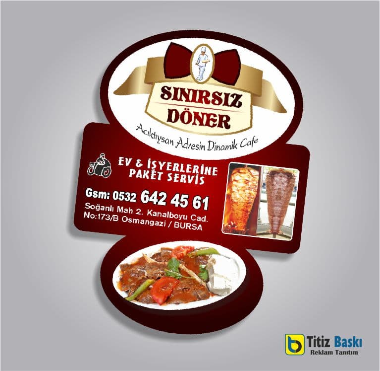 Özel kesim dönerci reklam magneti örneği